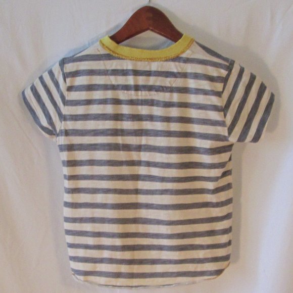 morgan & milo Boys Striped Short Sleeve T-Shirt. Yellow Collar, 1/4 Butt… - Picture 2 of 4